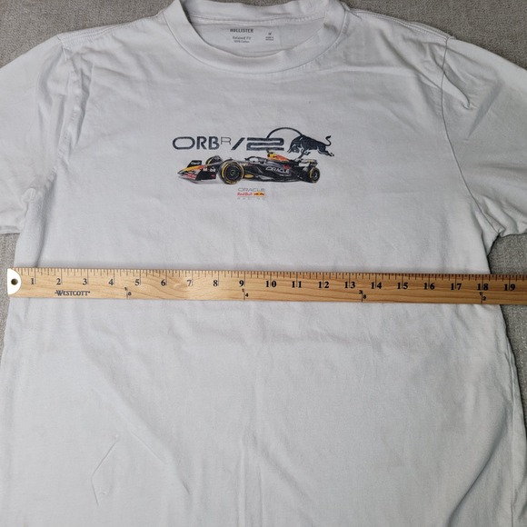 Hollister T-Shirt Mens M White Red Bull Racing F1 Graphic Relaxed Fit Tee - Picture 7 of 12